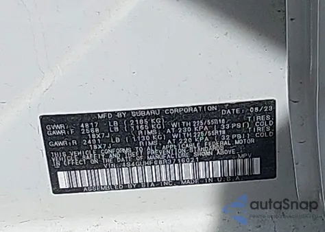 2024 Subaru Crosstrek Sport из США, поврежденный, VIN 4S4GUHF68R3716021